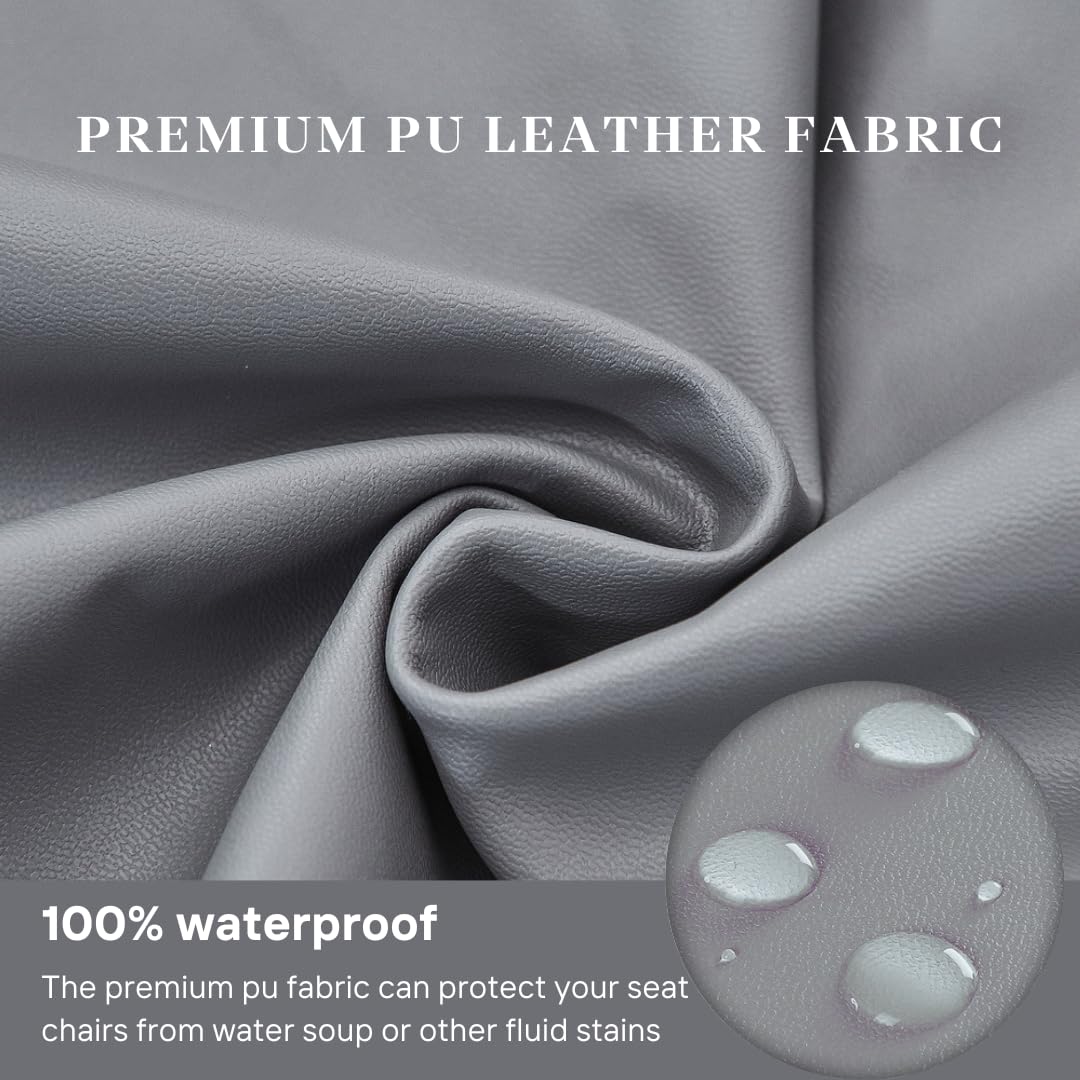 Searchi Waterproof Pu Leather Seat Covers For Dining Chairs, 6 Pack Stretch Dining Room Chair Seat Covers, Kitchen Chair Seat Covers Protectors (Grayish)