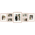 Golden State Art, Picture Frame Set 7 Pack, Gallery Wall Frame with One 11x14, Two 8x10, and Four 5x7. Aluminum Photos Frame for
