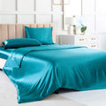 Satin Bed Sheets California King Size Sheets Set, Teal Silk Sheets, 4 - Pieces Soft Bedding Set With 1 Deep Pocket Fitted Sheet,