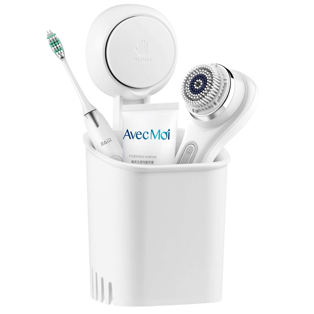 LUXEAR Bathroom Waterproof Suction Cup Toothbrush Holder DrillFree Removable Wall Mounted Toothpaste Razor Suction Holder  Mul