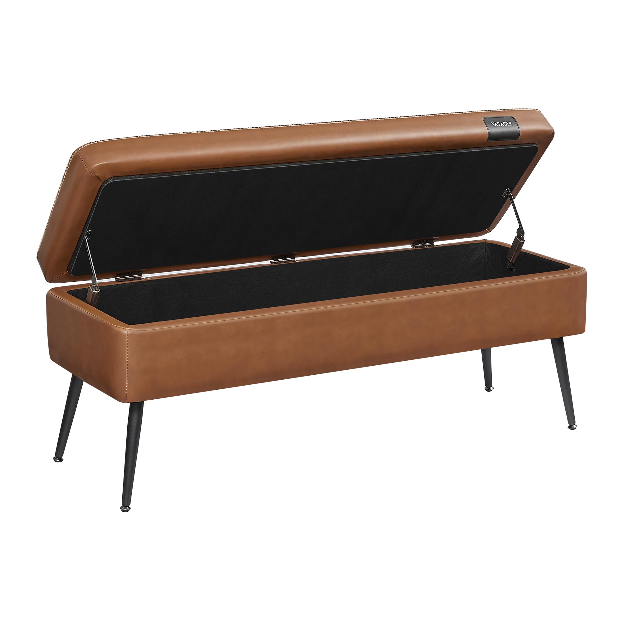 VASAGLE EKHO Collection - Storage Ottoman Bench, Entryway Bedroom Bench, 15 Gallons, Synthetic Leather with Stitching, Mid-Centu