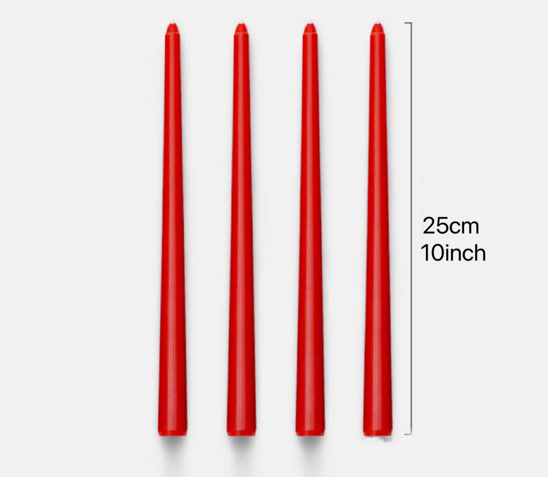 10 Inch Red Taper Candles-Set Of 4 Tapered Candle, Tall Candlesticks,Home Dinner Candle, Party, Wedding, Halloween, Christmas Ca