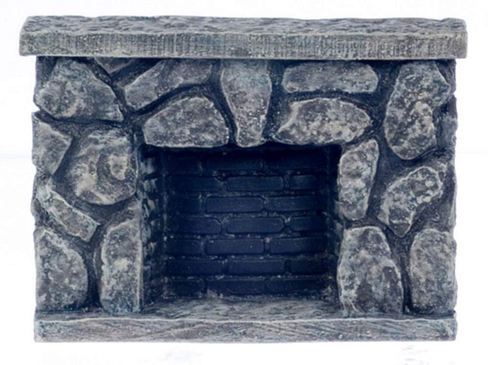 Aztec Melody Jane Dolls House Miniature Furniture Resin Grey Fieldstone Fireplace