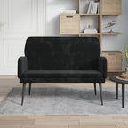 vidaXL Black Velvet Loveseat Bench - Upholstered Metal/Plywood Frame with Armrests for Living Room, Lounge Seating, Home Decor