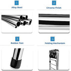 High-Back Luggage Rack, Lightweight Fold-Flat Design, Compact Chrome Finish