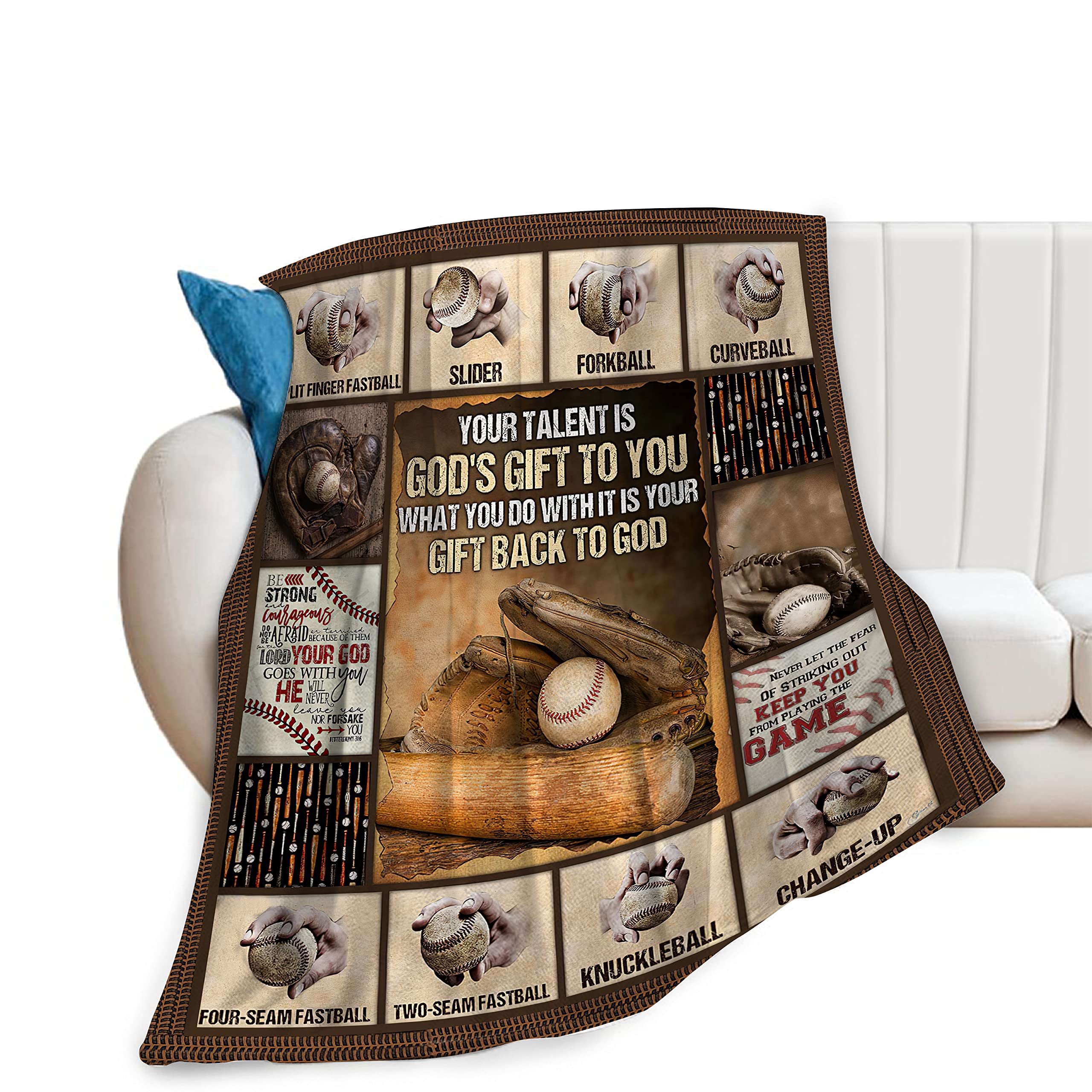 Baseball Blanket Cozy Plush Flannel Fleece Sports Throw Blanket For Boys Girls Kids Ultra Soft Lightweight Fuzzy Blankets Gifts