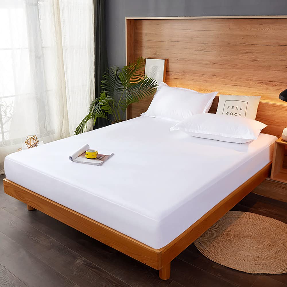 Lirex Fitted Sheet, Queen 100% Cotton 300 Thread Count Soft Breathable Fitted Sheet, White