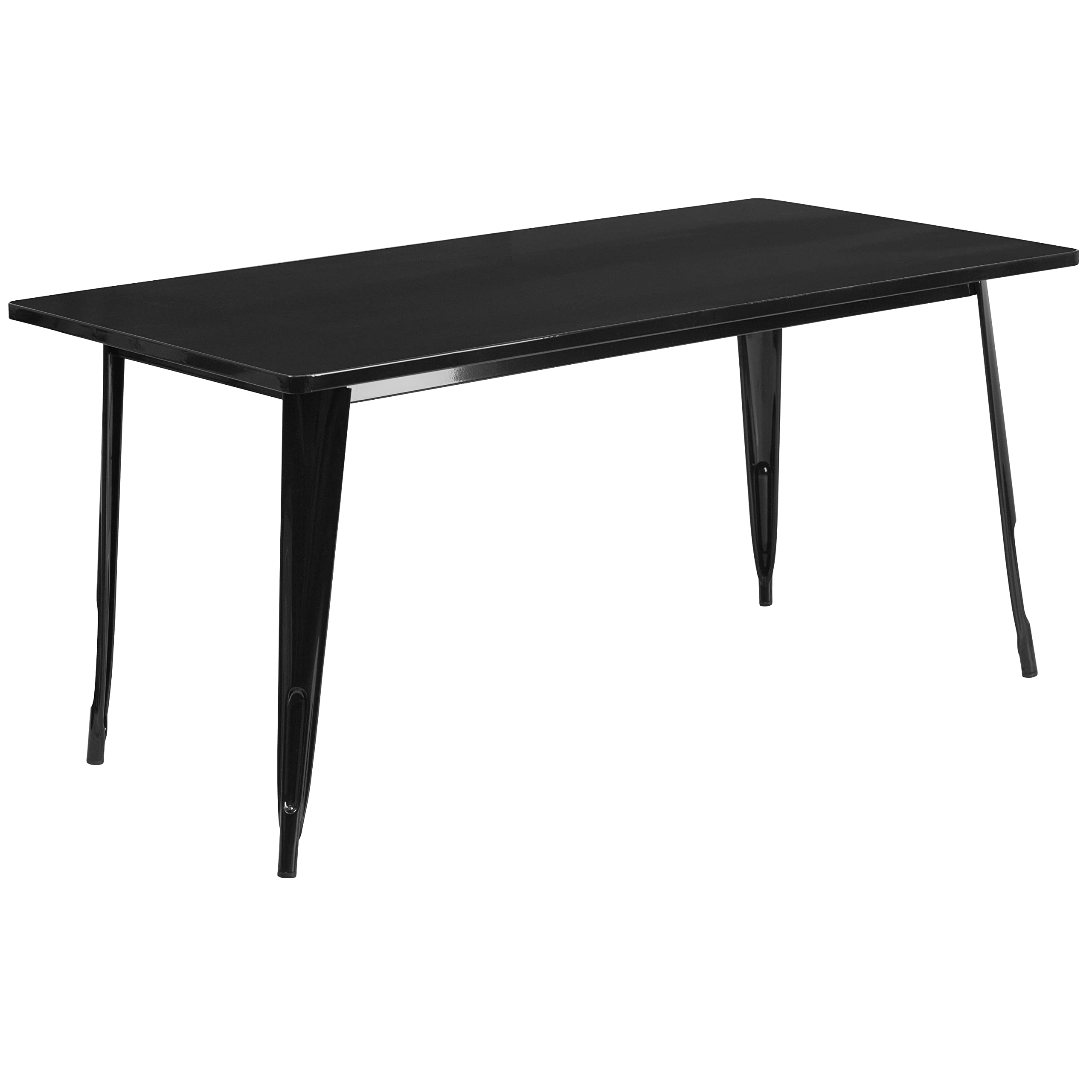 Flash Furniture Commercial Grade 31.5" x 63" Rectangular Silver Metal Indoor-Outdoor Table Set with 4 Arm Chairs