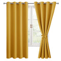 Hiasan Blackout Curtains For Bedroom, 52 X 63 Inches Length - Thermal Insulated & Light Blocking Window Curtains For Living Room, 2 Drape Panels Sewn With Tiebacks, Mustard Yellow