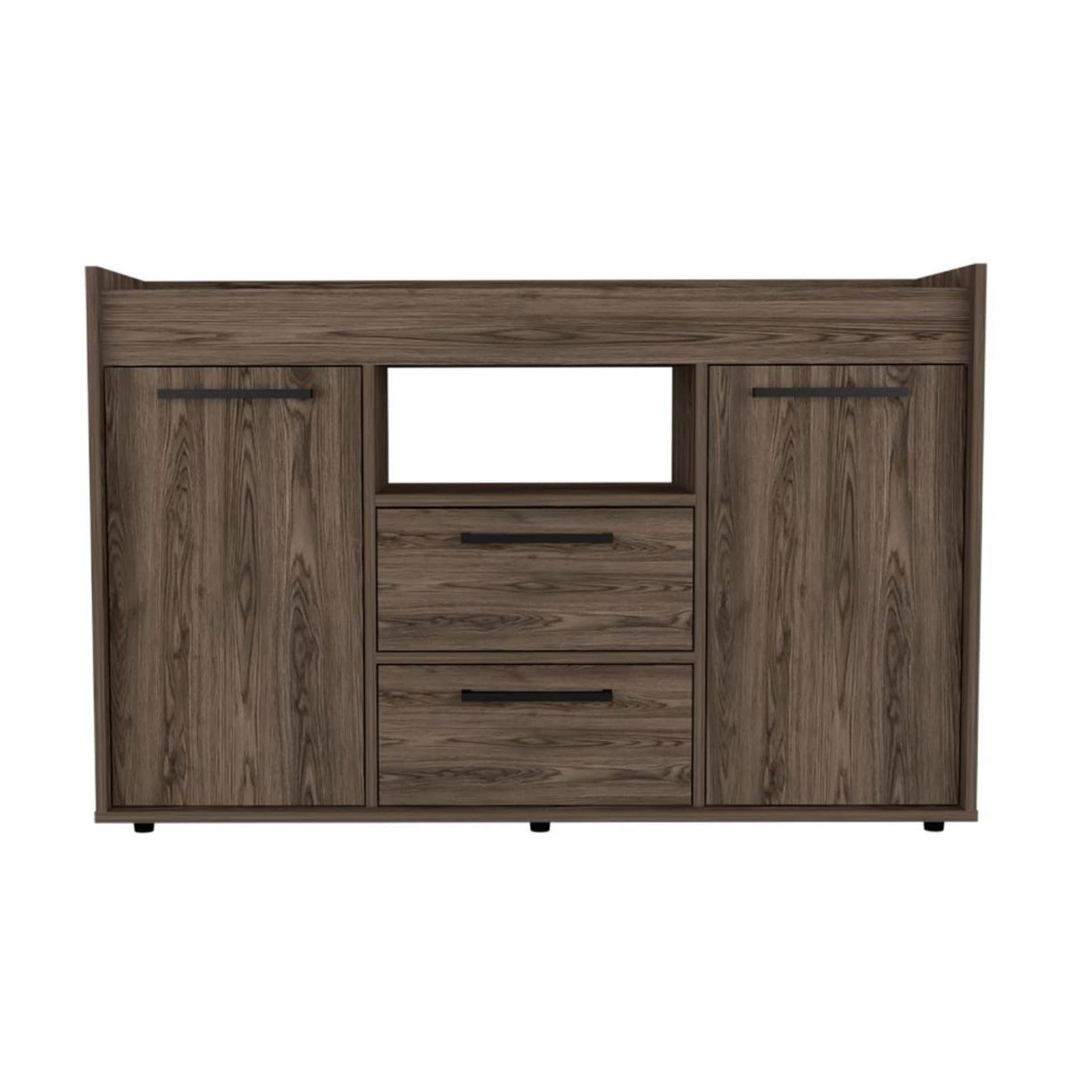 Hart Sideboard Double Door Cabinet, 1 Open Shelf, Dark Walnut