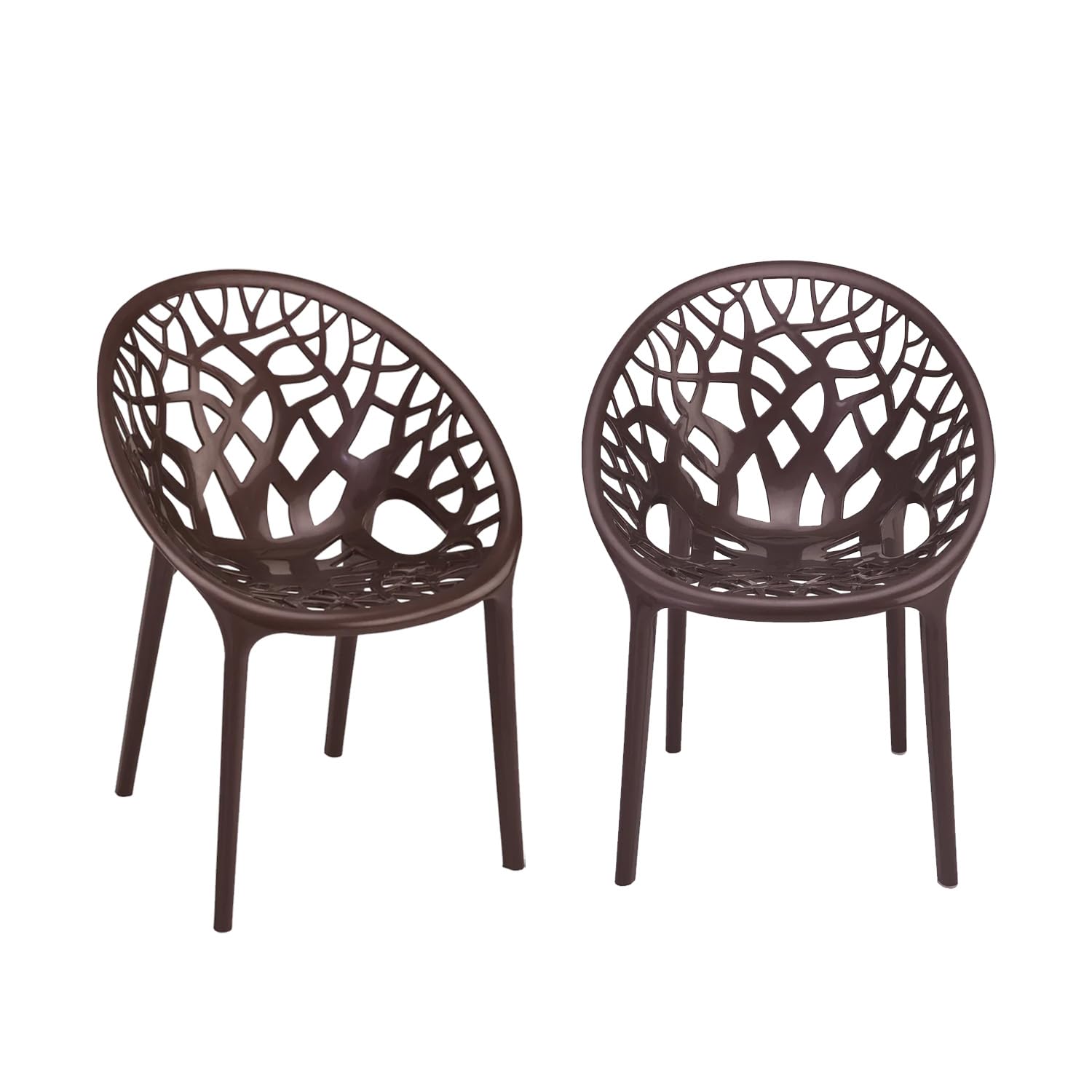 Nilkamal Plastic Chair For Living Room |Set Of 2 | 3 Year Warranty | For Home, Living Room, Outdoor | Weather Brown Colour | Cry