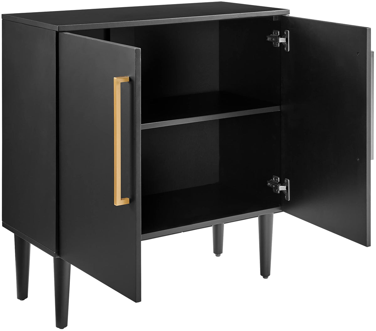 Crosley Furniture Everett Accent Storage Cabinet, Record Player Stand, Vinyl Records Holder, Matte Black