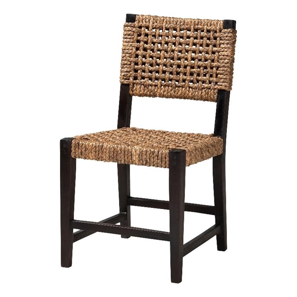 Baxton Studio Alise Modern Bohemian Dark Brown Mahogany Wood And Banana Fiber Dining Chair