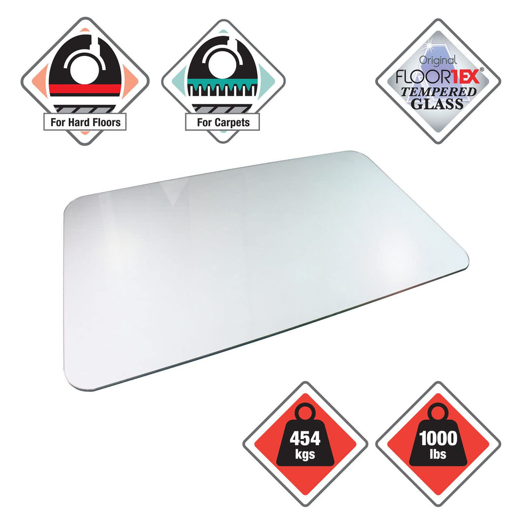 Floortex® Glaciermat® Heavy Duty Glass Chair Mat for Hard Floors & Carpets - 48" x 60"