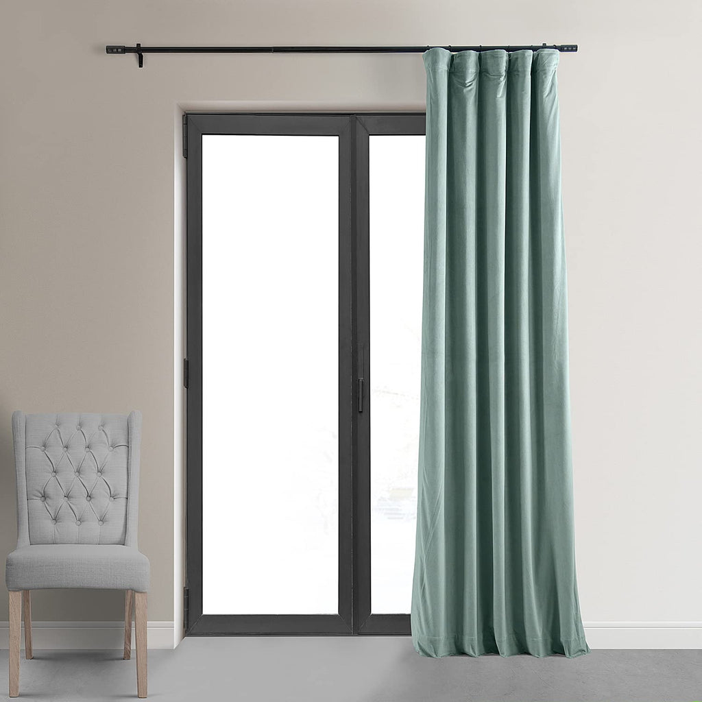 Hpd Half Price Drapes Signature Velvet Thermal Blackout Curtains For Living Room 120 Inch Long (1 Panel) Rod Pocket Insulated Blackout Curtains For Bedroom Window Curtains, 50W X 120L, Skylark Blue