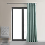 Hpd Half Price Drapes Signature Velvet Thermal Blackout Curtains For Living Room 120 Inch Long (1 Panel) Rod Pocket Insulated Blackout Curtains For Bedroom Window Curtains, 50W X 120L, Skylark Blue