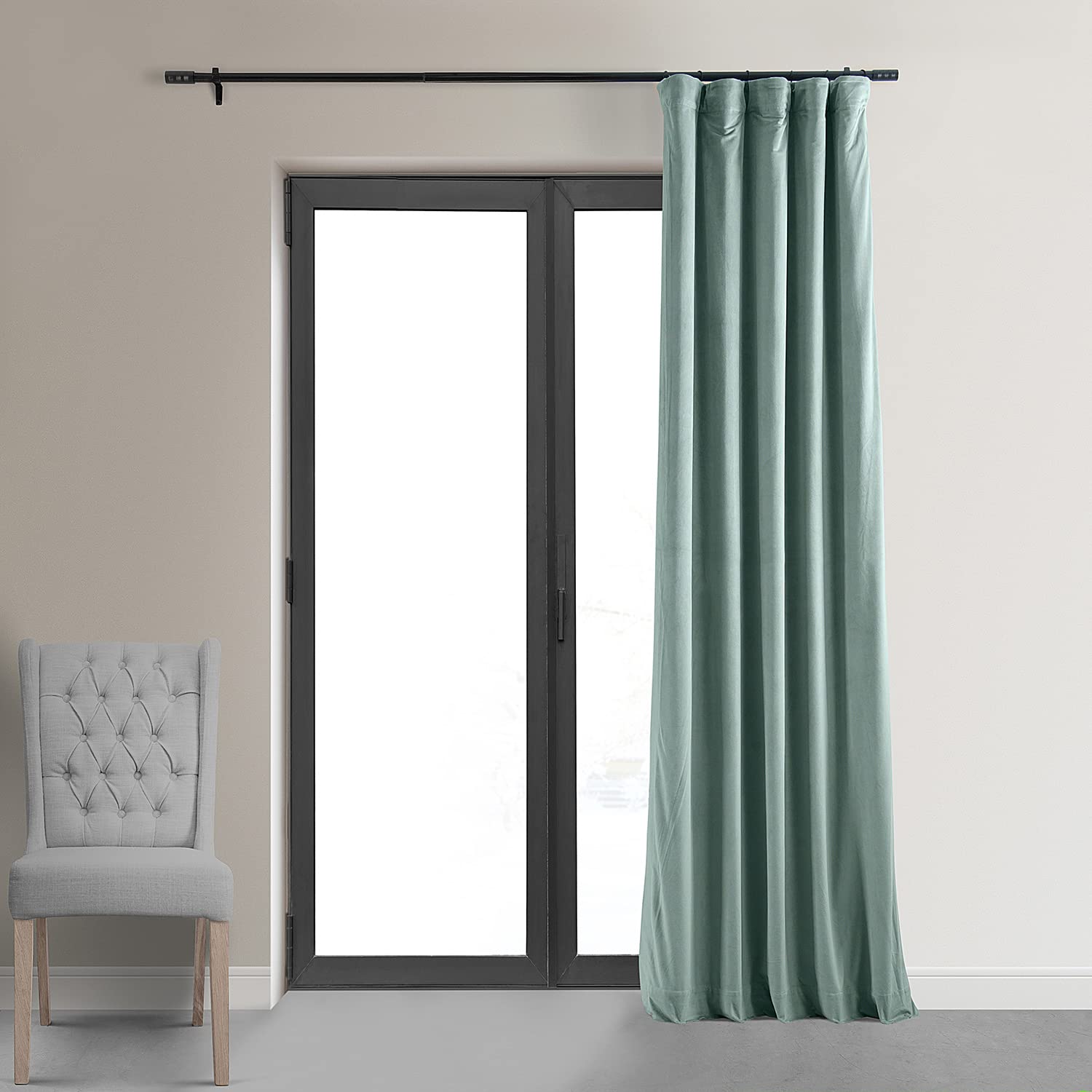 Hpd Half Price Drapes Signature Velvet Thermal Blackout Curtains For Living Room 120 Inch Long (1 Panel) Rod Pocket Insulated Blackout Curtains For Bedroom Window Curtains, 50W X 120L, Skylark Blue