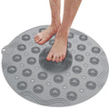 Zanvora NonSlip Round Bathroom Mat with Foot Scrubber and Drain Holes,AntiSkid PVC Bath Mat for Shower, Foot Massage and Clean