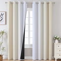 Estelar Textiler Ombre Greyish White And Beige Blackout Curtains & Drapes 96 Inch Length 2 Panels, Gradient Thermal Insulated Fu