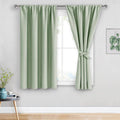 Jiuzhen Blackout Curtains For Bedroom– Thermal Insulated,Noise Reducing Room Darkening Privacy Rod Pocket Drapes For Living Room, Set Of 2 Panels With Tiebacks, 42 X 54 Inch Long, Light Green