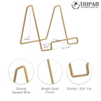 Tripar 6' Gold Painted Square Wire Easel Display Stand For Plates, Artwork, Picture Frame Plate Stand