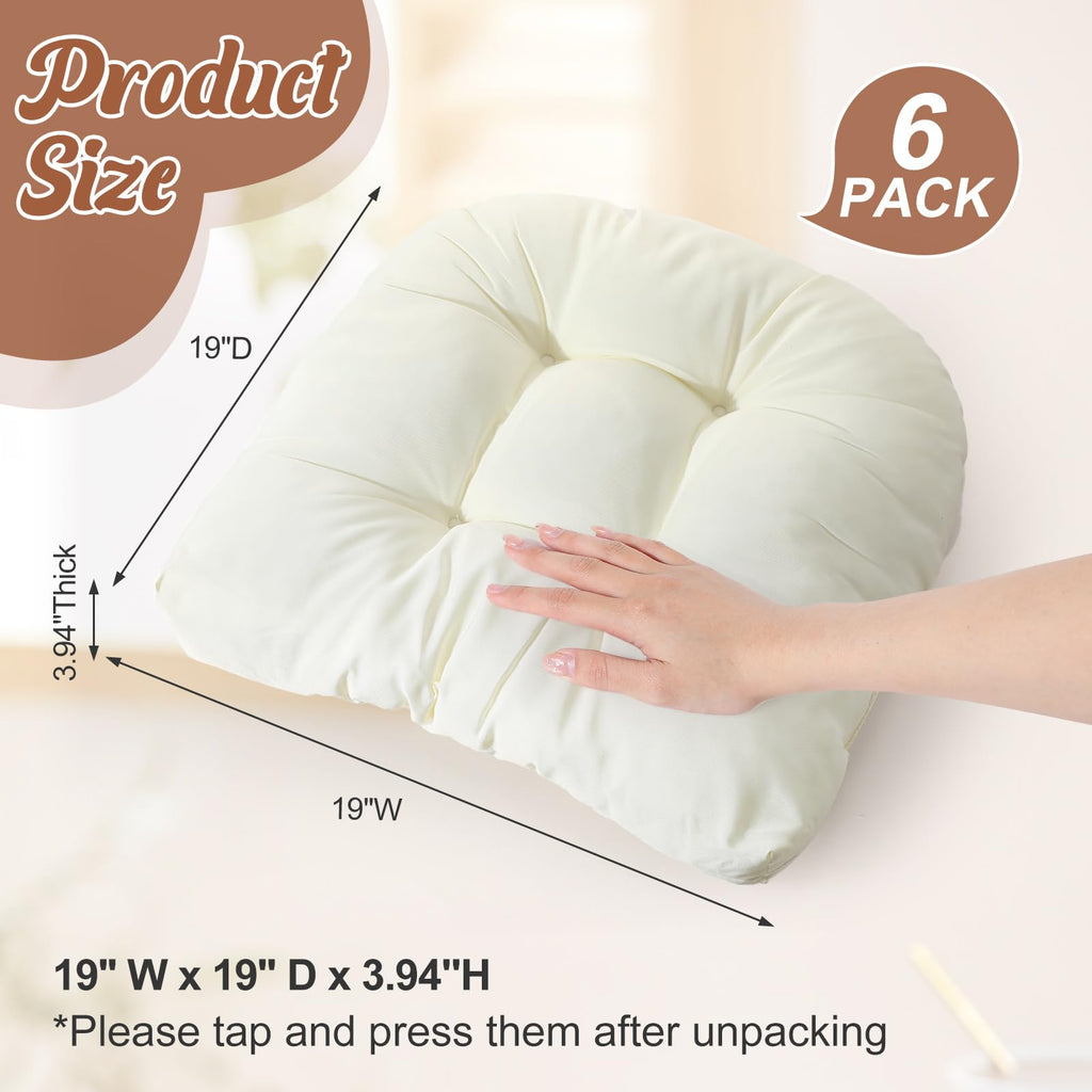 Thyle Outdoor Chair Cushions Set Of 6 Waterproof Sun Protection Square Tufted Seat Cushions Overstuffed Patio Furniture Cushions