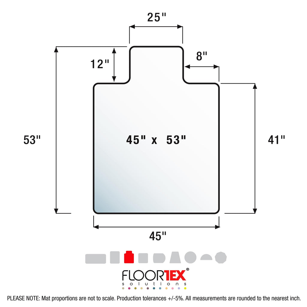 Floortex® Advantagemat® Vinyl Lipped Chair Mat for Carpets up to 1/4" - 45" x 53"