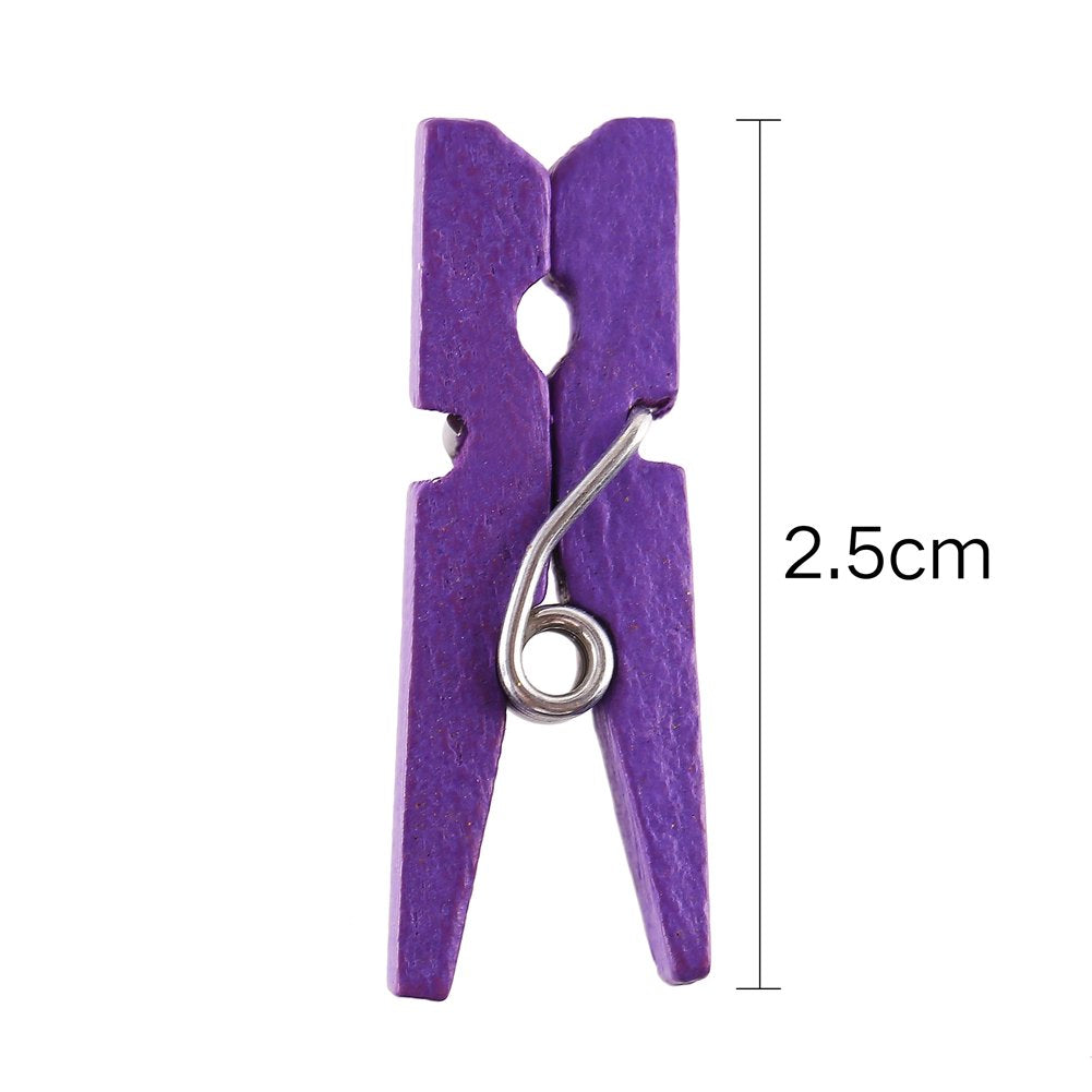 Decora 2.5Cm Multicolor Wood Mini Clothespin 72 Pieces In One Package