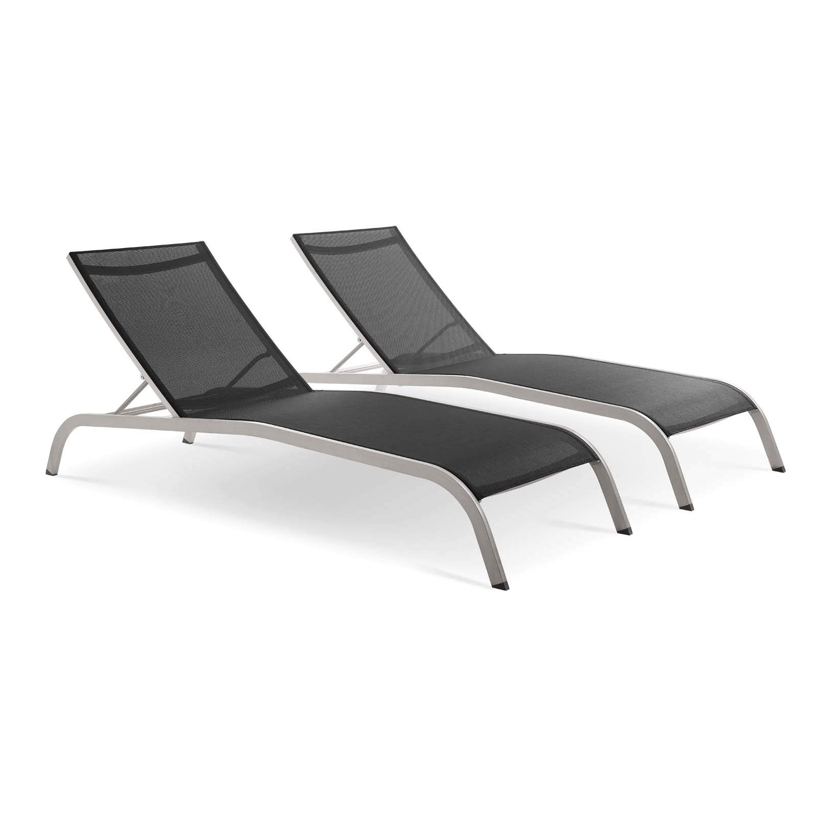 Modway Eei-4005-Blk Savannah Chaise Set, Two Lounge Chair, Black