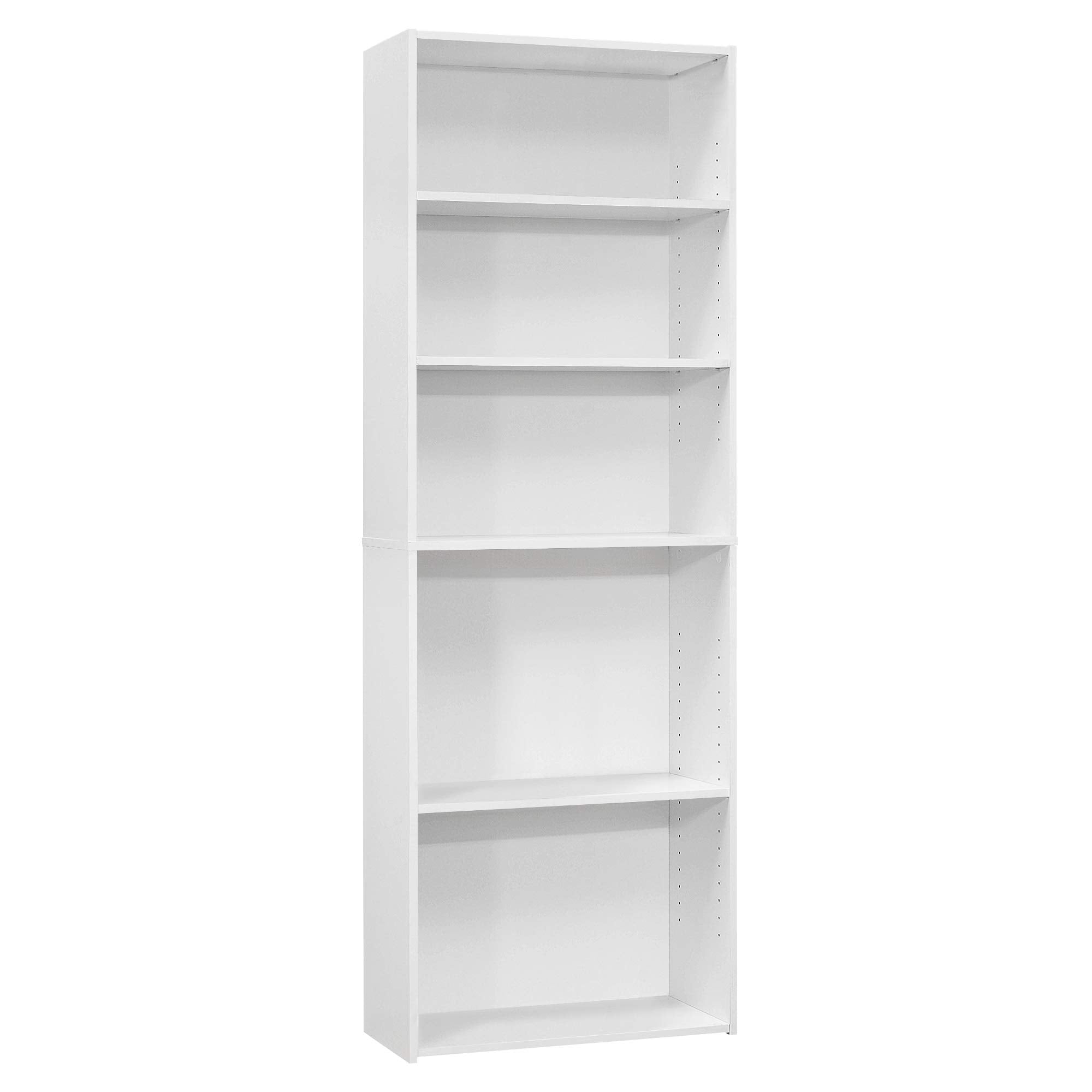 Monarch Specialties I BOOKCASE-72 H 5 Shelves Bookcase, White