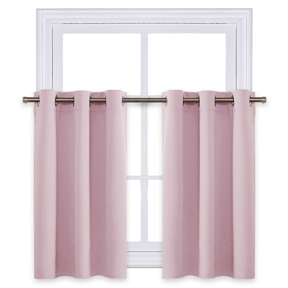 Nicetown Camper Rv Window Treatment Valance - Thermal Insulated Energy Smart Eyelet Top Curtains For Bedroom (Lavender Pink=Baby Pink, 2 Panels, 42W By 24L 1.2 Inches Header)