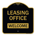 Signmission Designer Series Sign - Leasing Office, Welcome | Black & Gold 18' X 18' Heavy-Gauge Aluminum Architectural Sign |