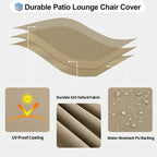 OutdoorLines Waterproof Patio Chaise Lounge Chair Cover, UV Resistant, Heavy Duty, Camel, 2 Pack, 78x35.5x33 Inches