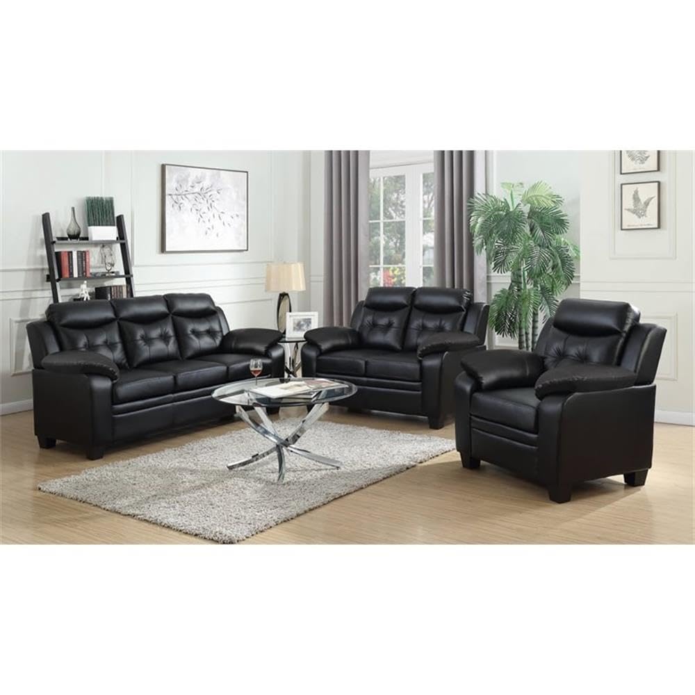 Coaster Finley 3-Piece Sofa Set, Black