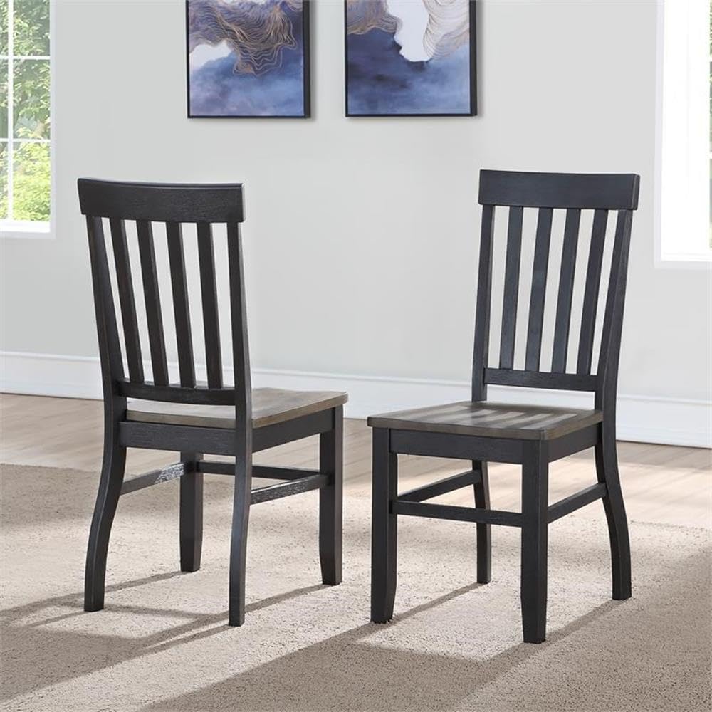 Steve Silver Furniture Raven Noir 5pc Dining Table Set, Driftwood Finish, 60" Rectangular Table 4 Side Chairs, Farmhouse Styling, Dining Room, 64" L x 40" W x 30" H, Black, Brown