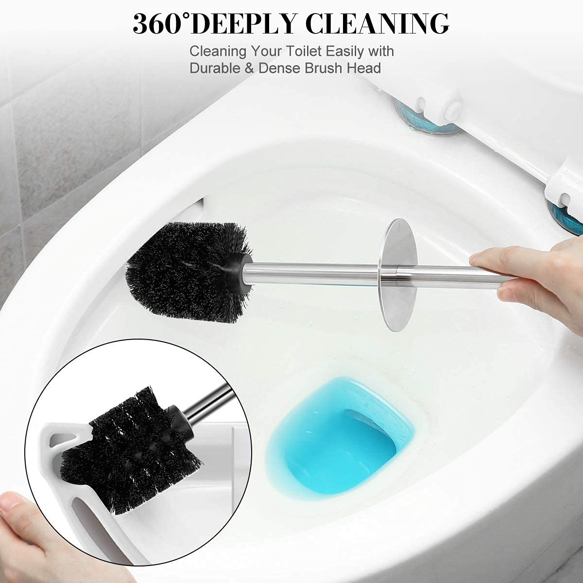 Ixo Toilet Brush And Holder, 2 Pack Toilet Brush With 304 Stainless Steel Long Handle, Toilet Bowl Brush For Bathroom Toilet-Erg