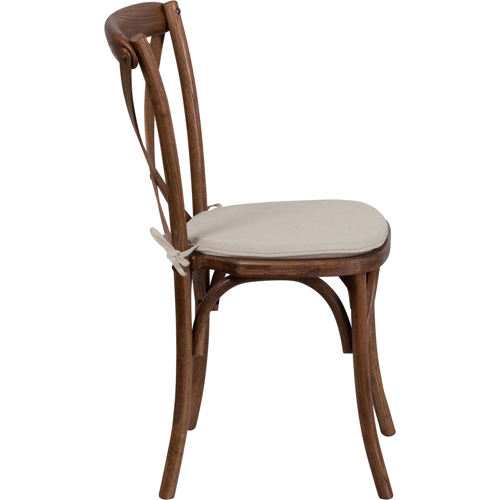 Flash Furniture Hercules Series Stackable Pecan Wood Cross Back Chair With Cushion