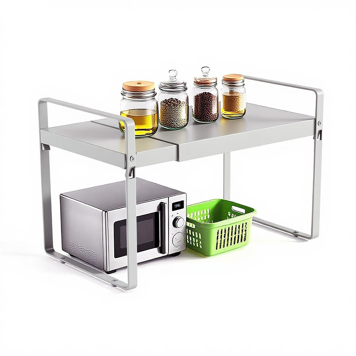 GZQIUYI Expandable Cabinet Shelf Organizer, 11 Inch Deep, White, 1 Pack