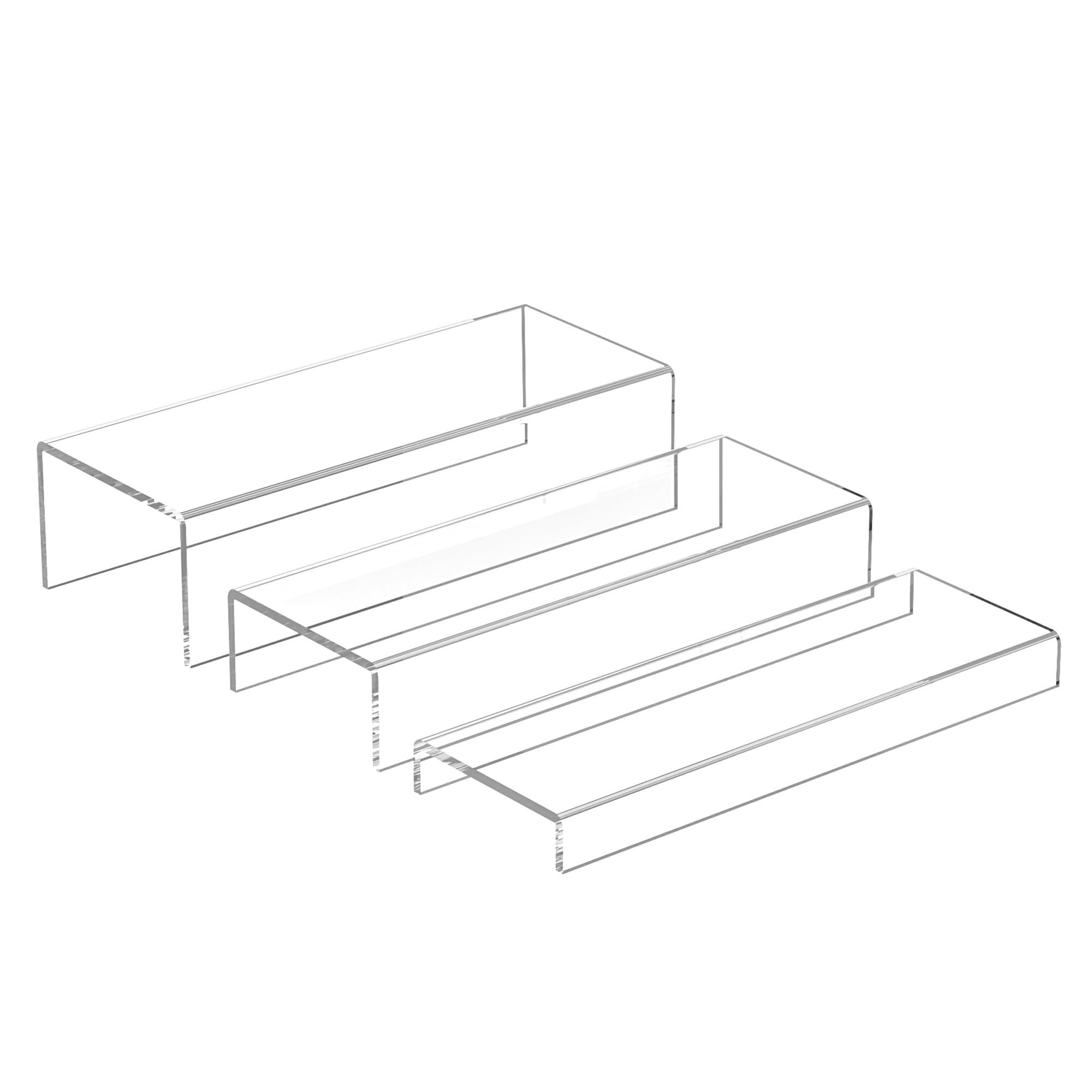 Sezanrpt Rectangular Acrylic Display Risers Stands 3pcs, Dessert Table Display Rack, Clear Display Shelf for Funko Pop, Collecti