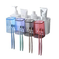 TASTIC WallMounted Toothbrush Holder with Storage Cups, 4 Compartments, MultiColour