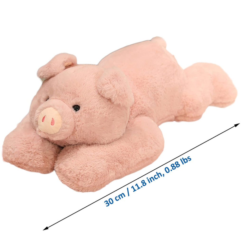 Doireum Weighted Pig Stuffed Animal Toy, 30cm Pink Plush Throw Pillow for Kids