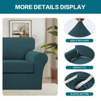 2 Piece Chair Covers Chair Slipcovers For Living Room Armchair Couch Cover Chair Sofa Cover With Individual Cushion Covers Furniture Cover For Chairs Feature Thick Jacquard Fabric (Chair, Deep Teal)