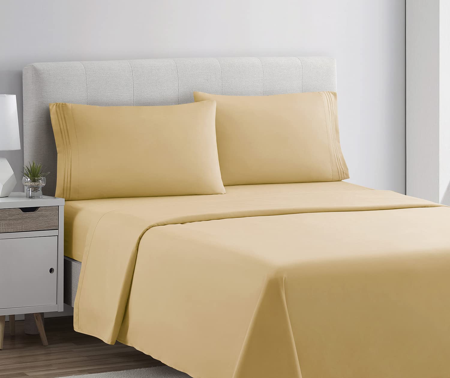 Clara Clark Premier 1800 Series 4Pc Bed Sheet Set - Queen, Camel Gold