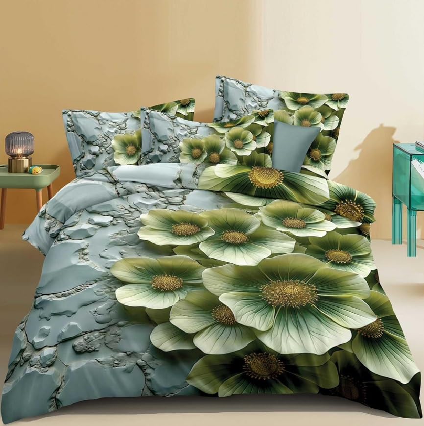 Laying Style7 D Glace Cotton Elastic Fitted All Around Printed King Size Double Bed Bedsheet wih 2 Pillow Cover (72x78, Multic