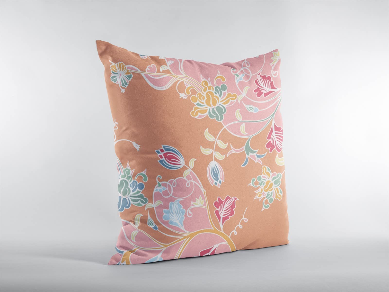 HomeRoots Pink On Orange Broadcloth Pink Orange Garden Indoor Outdoor Throw Pillow