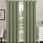 H.Versailtex Blackout Window Treatment Curtains/Panels, Thermal Insulated Room Darkening Solid Grommet Drapes For Bedroom/Living Room Window (52 Inch By 108 Inch, Sage, Set Of 2)