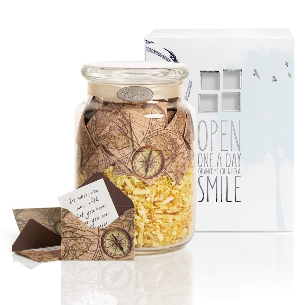 KindNotes Glass Keepsake Gift Jar with SYMPATHY Messages - Time Travel Ivory