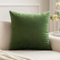 Miulee Velvet Soft Solid Decorative Square Throw Pillow Covers Set Cushion Case For Spring Sofa Bedroom Couch 24 X 24 Inch Moss Green