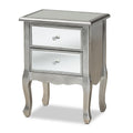 Baxton Studio Leonie 24.21-inch High 2-Drawer Nightstand, Silver and Mirror (162-10266-HiT)