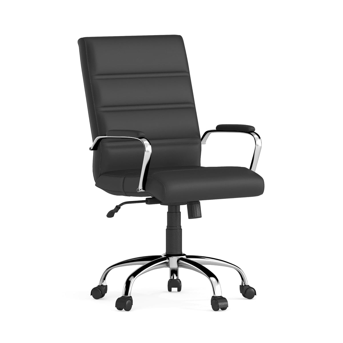 Flash Furniture Whitney Midback Desk Chair  Black Leathersoft Executive Swivel Office Chair With Chrome Frame  Swivel Arm Cha